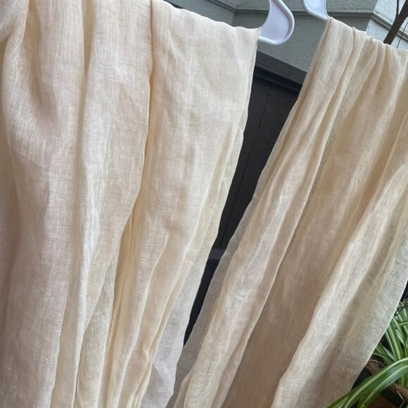 2 Crate & Barrel 52W x 84L Cream 100% LINEN SHEER Curtains - Picture 5 of 7
